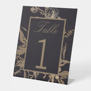Signe De Table Chic Gold & Black Faux Metal Floral Mariage Table