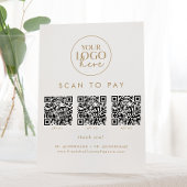 Signe De Table Chic Gold Business Logo QR Code numérisation pour