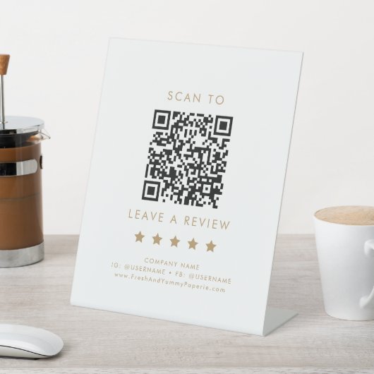 Signe De Table Chic Gold Business QR Code Laisser Un Avis (In SItu)