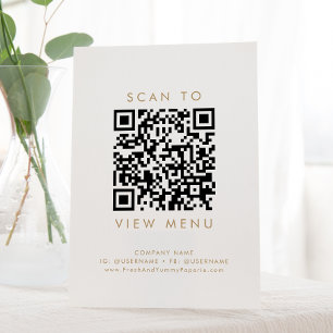Signe De Table Chic Gold Typographie Restaurant Menu QR Code