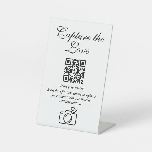 Signe De Table Chic Mariage Photo Télécharger QR Code Cachet Sign (Recto)