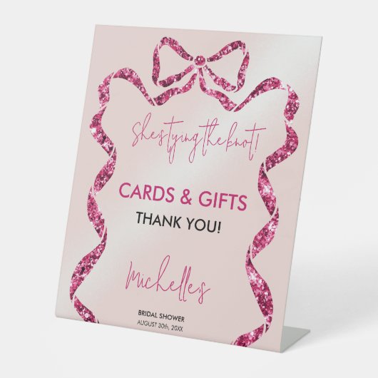 Signe De Table Chic Parties scintillant Rose Bow Elle Attache Le (Recto)