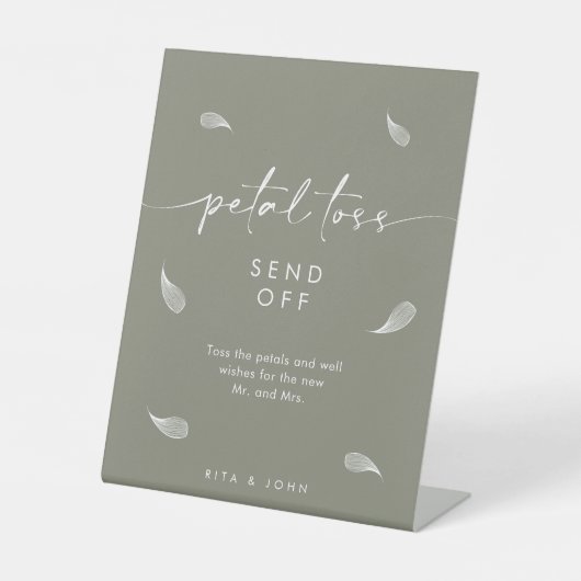Signe De Table Chic Sage Green Mariage Petal Toss Envoyer (Recto)