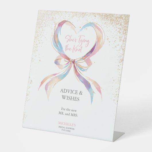 Signe De Table Chic She's Tying The Knot Pink Bow Conseils & Voeu (Recto)