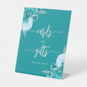 Signe De Table Chic Turquoise Silver Floral Wedding Cards Gifts (Recto)