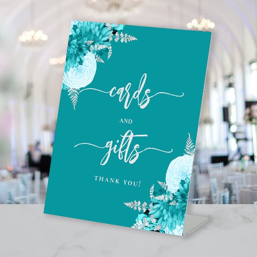 Signe De Table Chic Turquoise Silver Floral Wedding Cards Gifts