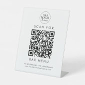 Signe De Table Chic Typographie Business Logo Bar Menu QR Code (Recto)