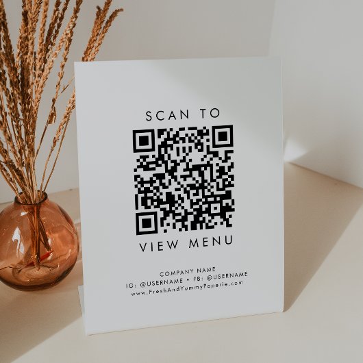 Signe De Table Chic Typographie Restaurant Menu QR Code