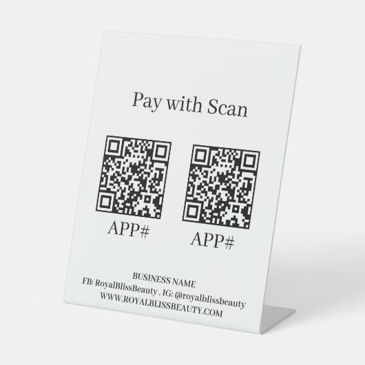 Signe De Table Chic Typography 2-App Scan To Pay Pedestal Sign (Recto)