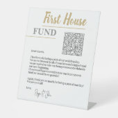 Signe De Table Chic White & Gold Elegant QR Code First House Fund (Recto)