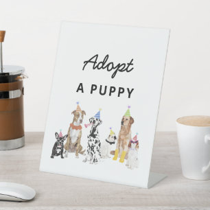 Signe De Table Chien Anniversaire Adopter Un Chiot Party Signer