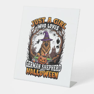 Signe De Table Chien berger allemand Halloween Sorcière Chapeau C