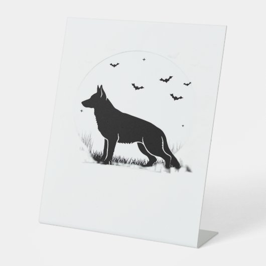 Signe De Table Chien berger allemand - Silhouette de lune d'Hallo (Recto)
