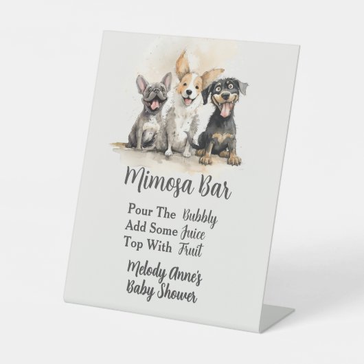 Signe De Table Chien Chien Puppy Tails Baby shower Garçon Mimosa  (Recto)
