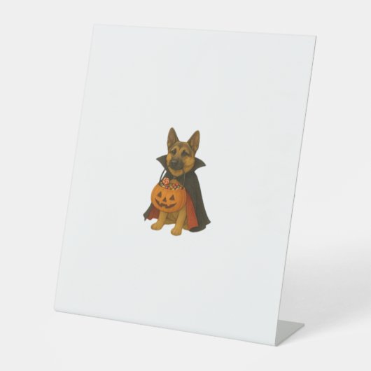 Signe De Table Chien d'Halloween allemand Bulldog en costume vamp (Recto)