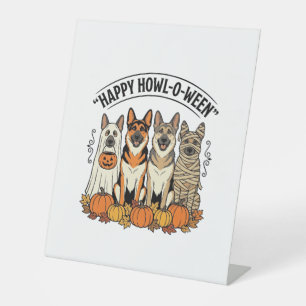 Signe De Table Chien d'Halloween Joyeux Howl-O-Ween Vintage Berge