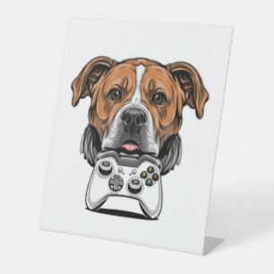 Signe De Table Chien Gamer - Jeu vidéo