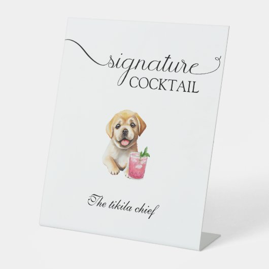 Signe De Table Chien Mariage Signature Boissons Animaux de compag (Recto)