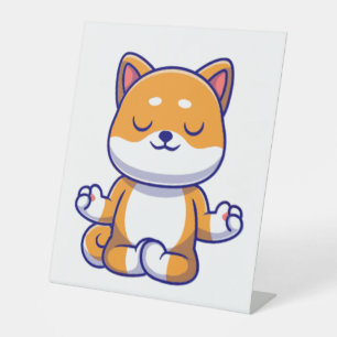 Signe De Table Chien mignon shiba inu faisant du yoga méditation 