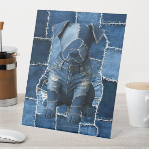 Signe De Table Chien Patchwork Art Denim