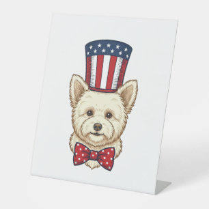 Signe De Table Chien patriotique chapeau haut de forme vintage ve