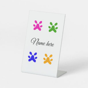 Signe De Table Chien patte coloré animal ajouter nom texte animal