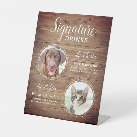 Signe De Table Chien Signature Boissons Animaux de compagnie Phot (Recto)