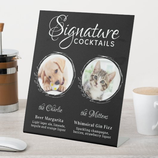 Signe De Table Chien Signature Boissons Noir 2 Photo Animaux Mari (In SItu)