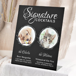 Signe De Table Chien Signature Boissons Noir 2 Photo Animaux Mari