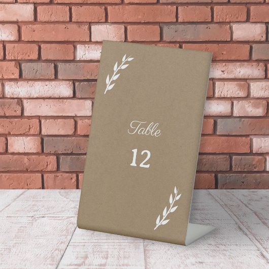 Signe De Table Chiffre de table de Mariage Kraft & Rustic