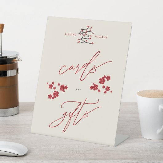 Signe De Table Chinese Love Red Cherry Blossoms Cartes & Cadeaux (In SItu)