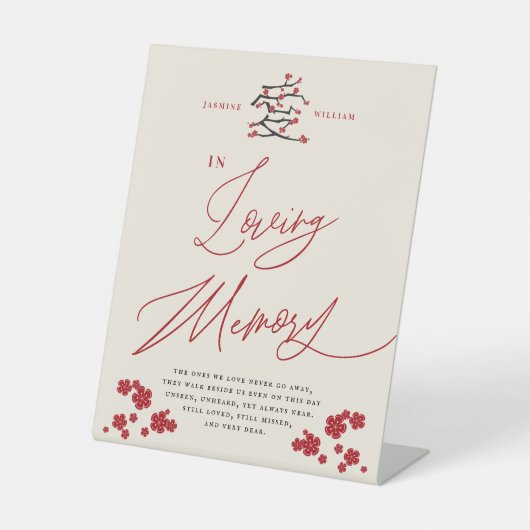 Signe De Table Chinois Aimer Cerisier Rouge Fleurit Dans La Mémoi (Recto)