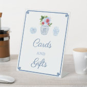 Signe De Table Chinoiserie Cartes Et Cadeaux Bleus Et Rouges (In SItu)