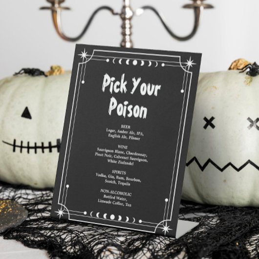 Signe De Table Choisissez votre barre d'Halloween Poison