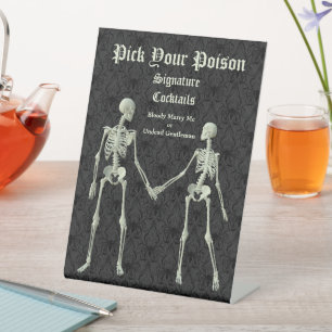 Signe De Table Choisissez votre poison Elegant Skeletons Drink Me