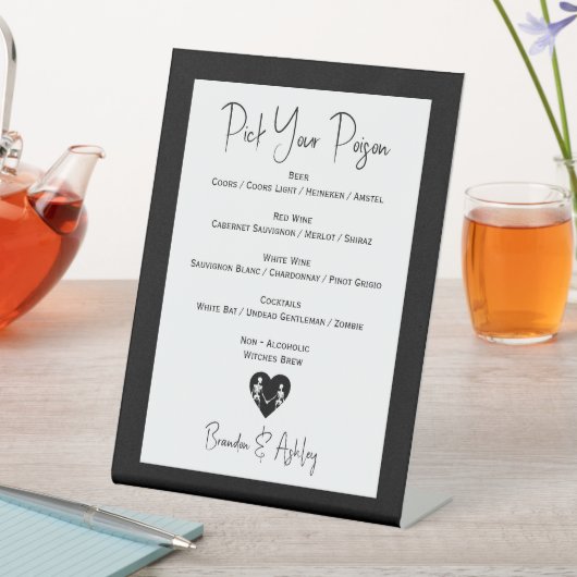 Signe De Table Choisissez votre poison Squelette Mariage Barre bl (In SItu)