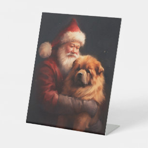 Signe De Table Chow Chow avec Noël Festif du Père Noël