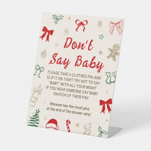 Signe De Table Christmas Baby Shower Don't Say Baby Game (Recto)