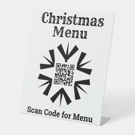 Signe De Table Christmas Menu Snowflake with QR Code (Recto)