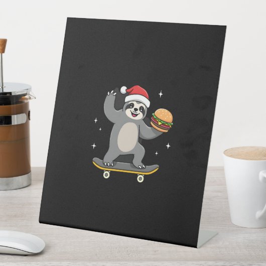 Signe De Table CHRISTMAS SLOTH Funny Christmas Skateboard Sloth ( (In SItu)