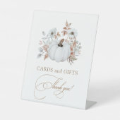 Signe De Table Chute Blancs Cartes et Cadeaux Citrouilles (Recto)