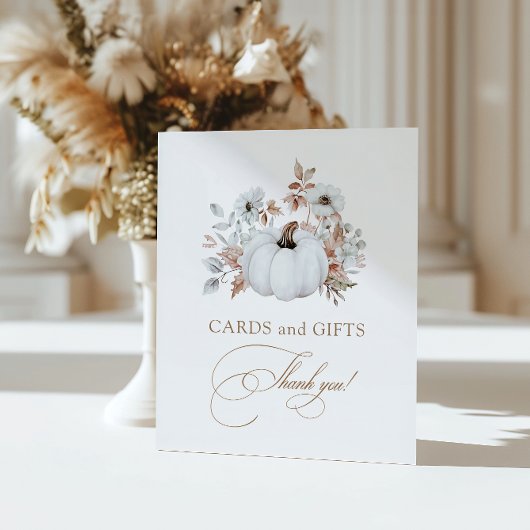 Signe De Table Chute Blancs Cartes et Cadeaux Citrouilles