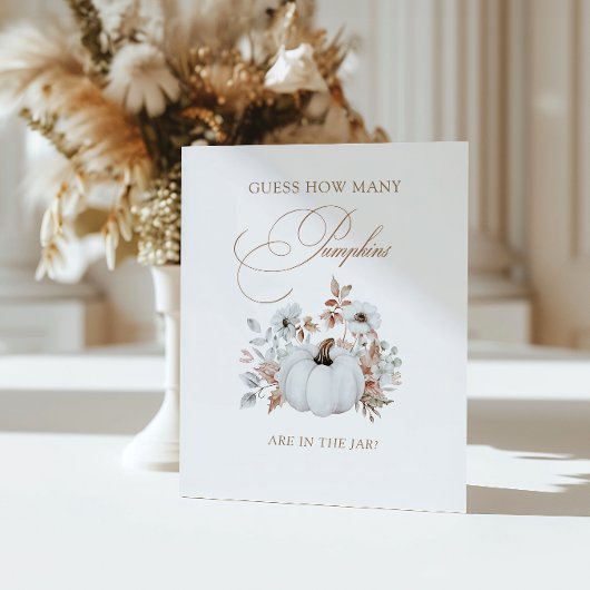 Signe De Table Chute Citrouille blanc Devine combien de Citrouill