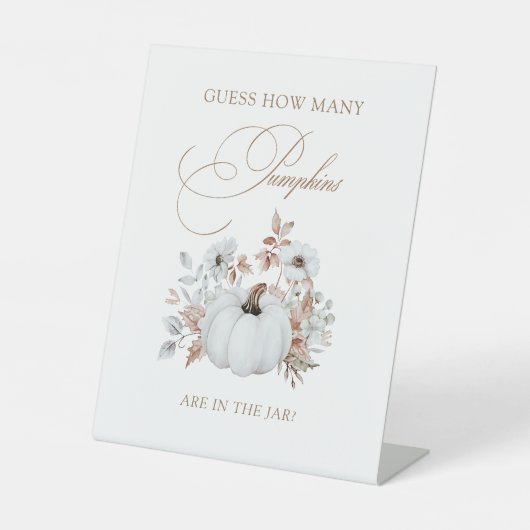 Signe De Table Chute Citrouille blanc Devine combien de Citrouill (Recto)