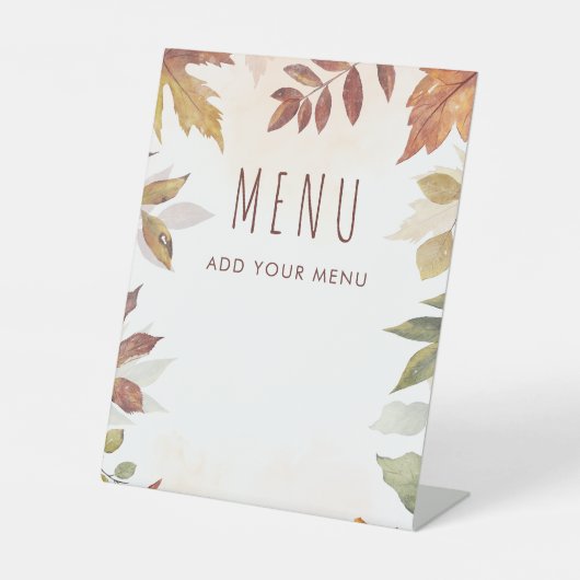 Signe De Table Chute Foliage Aquarelle Automne Menu (Recto)