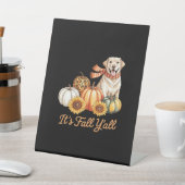 Signe De Table Chute Y’all Chien Leopard Citrouille Automne Creat (In SItu)