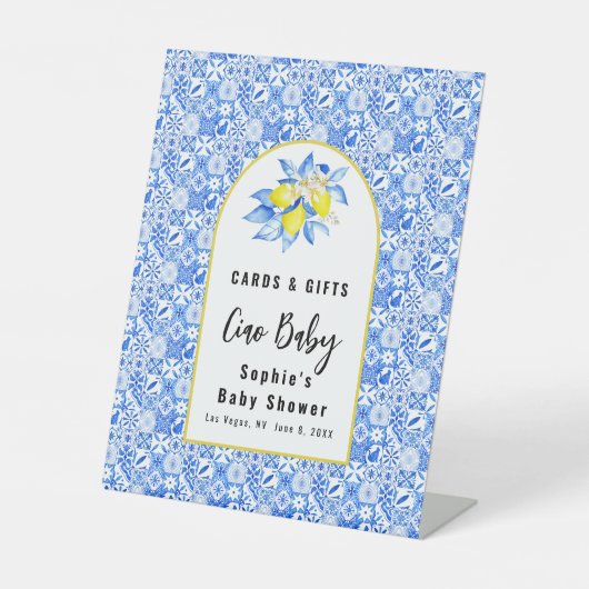 Signe De Table Ciao Baby, Blue Tiles And Lemons Cards & Gift (Recto)