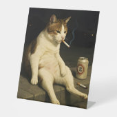 Signe De Table Cigarette Kitten Drôle Fumer Chat Gen Z Mème (Recto)