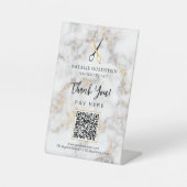 Signe De Table Ciseau en marbre noir or Code QR Payez ici (Recto)