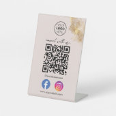 Signe De Table Ciseaux d'Or Connectez-vous avec nous Code QR des (Recto)